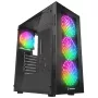 Rampage PLAID V1 mid tower pc-behuizing met gehard glasvenster, 4x 120mm RGB-ventilatoren, zwart