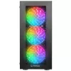 Rampage PLAID V1 mid tower pc-behuizing met gehard glasvenster, 4x 120mm RGB-ventilatoren, zwart