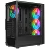 Rampage PLAID V1 mid tower pc-behuizing met gehard glasvenster, 4x 120mm RGB-ventilatoren, zwart