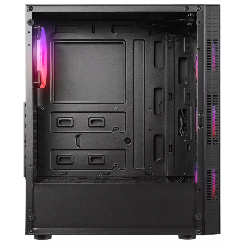 Rampage PLAID V1 mid tower pc-behuizing met gehard glasvenster, 4x 120mm RGB-ventilatoren, zwart