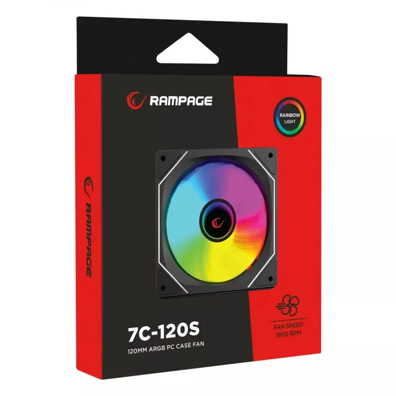Rampage 120mm 1800RPM Infinite Loop ARGB PWM behuizingsventilator zwart
