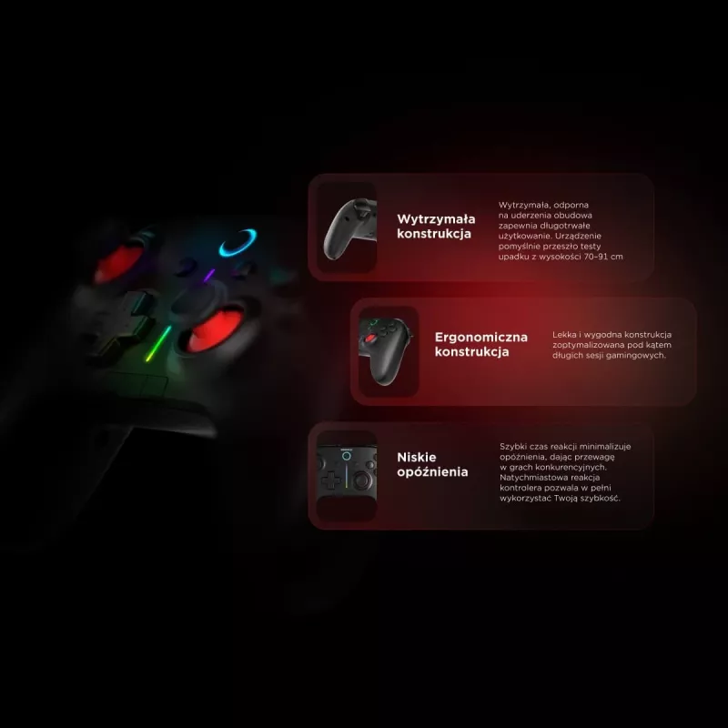 Rampage Hydra Pro Pad draadloze RGB 2.4G Hall Effect-controller met magnetische triggers, zwart