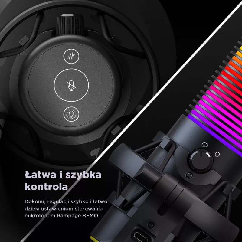 Rampage Bemol RGB USB-C gamingmicrofoon, zwart