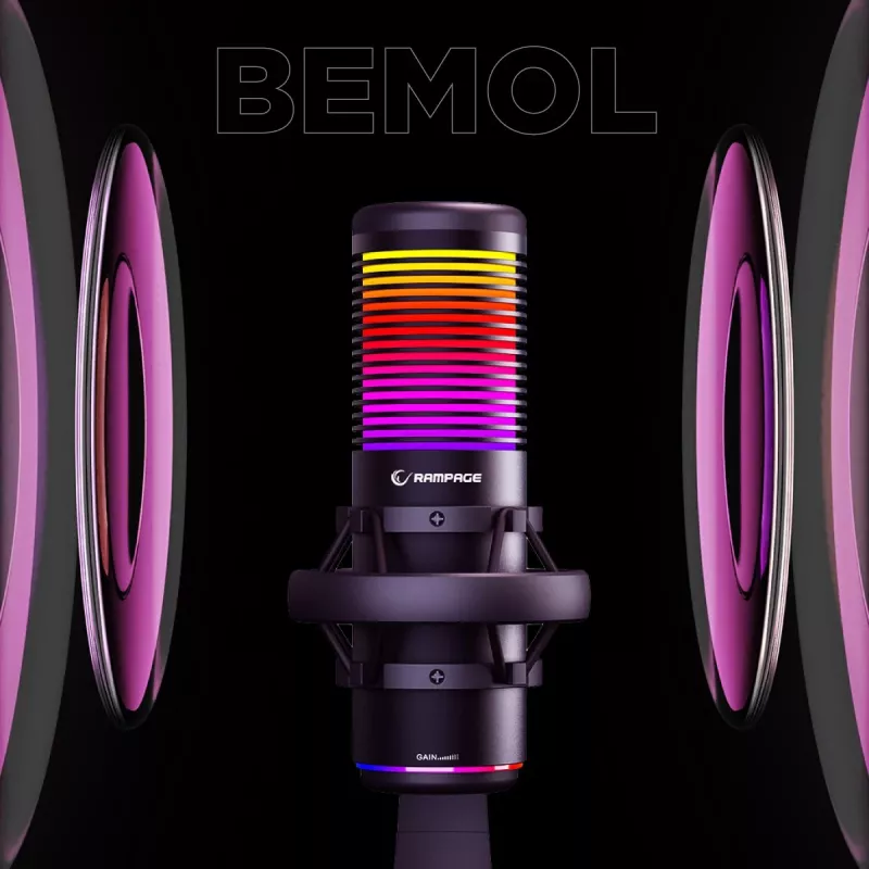 Rampage Bemol RGB USB-C gamingmicrofoon, zwart