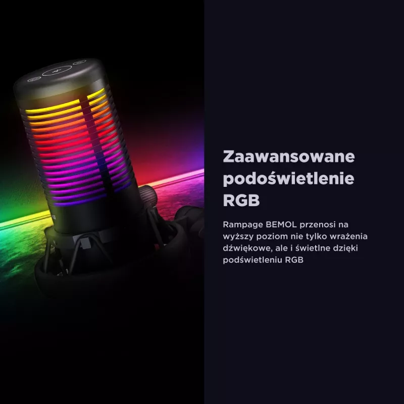 Rampage Bemol RGB USB-C gamingmicrofoon, zwart
