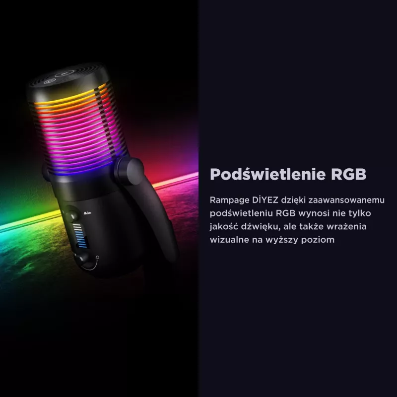 Rampage Diyez RGB USB-C gamingmicrofoon, zwart