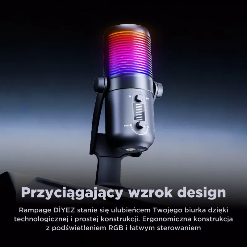 Rampage Diyez RGB USB-C gamingmicrofoon, zwart