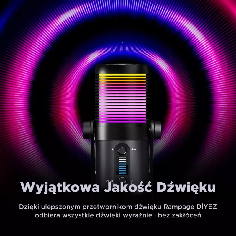Rampage Diyez RGB USB-C gamingmicrofoon, zwart