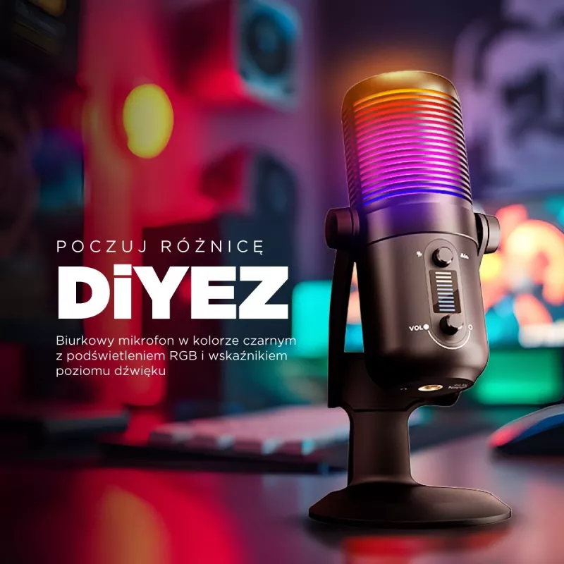 Rampage Diyez RGB USB-C gamingmicrofoon, zwart