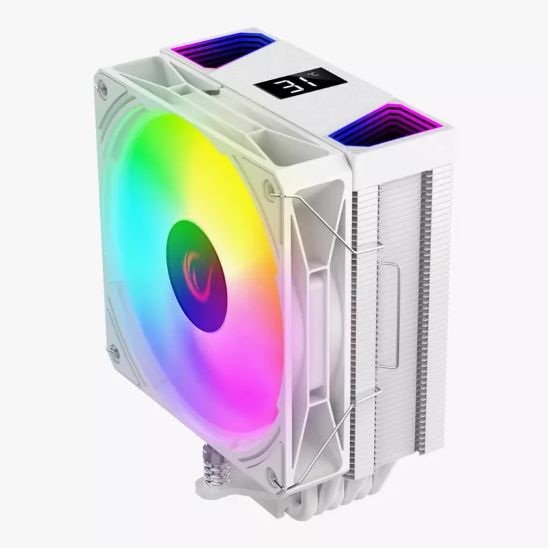 Rampage Octagon C70 CPU-koeler met LCD, 120 mm ARGB-ventilator, AM5/LGA1700, wit
