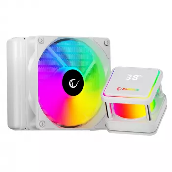 Rampage INFINITE V120 all-in-one vloeistof-CPU-koeler 120mm ARGB, temperatuurweergave, wit