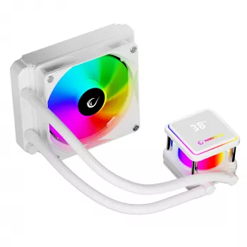Rampage INFINITE V120 all-in-one vloeistof-CPU-koeler 120mm ARGB, temperatuurweergave, wit