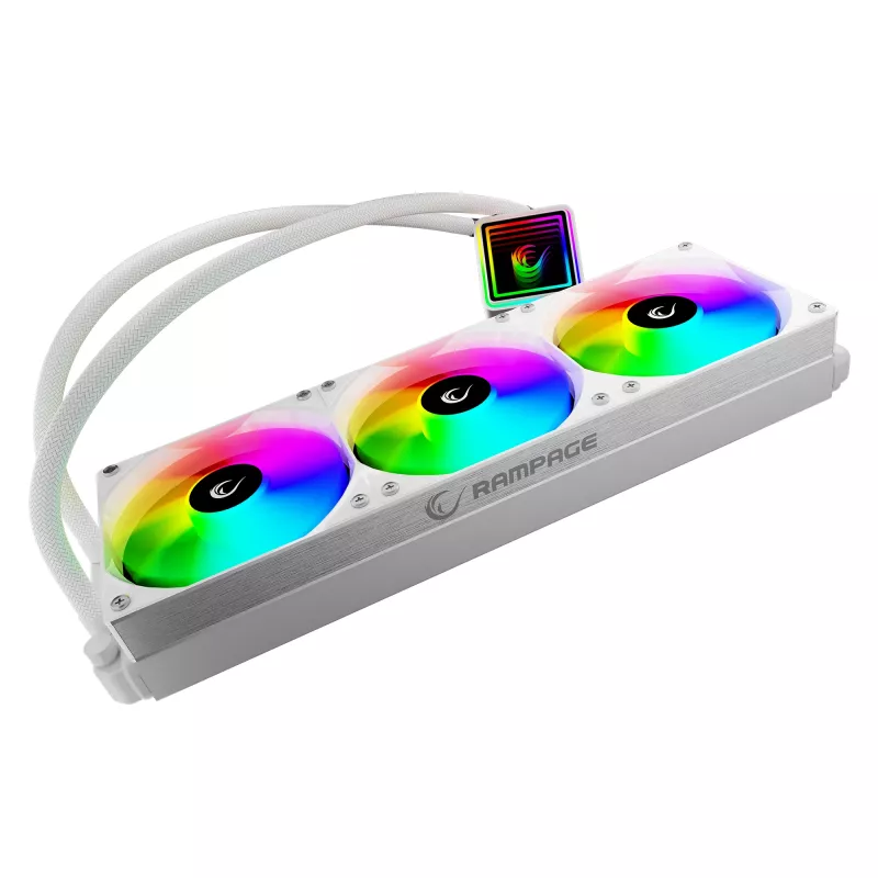 Rampage INFINITE V360 all-in-one vloeistof-CPU-koeler 360mm ARGB, temperatuurweergave, wit