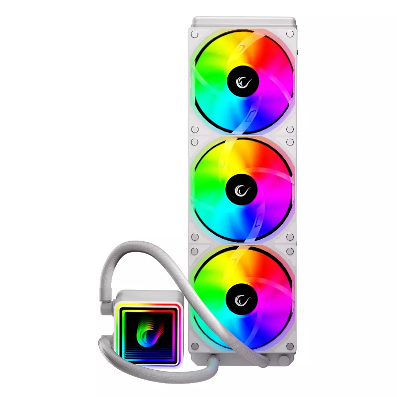 Rampage INFINITE V360 all-in-one vloeistof-CPU-koeler 360mm ARGB, temperatuurweergave, wit