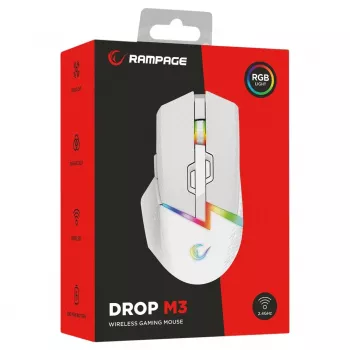 Rampage Drop M3 V2 draadloze gaming-muis 24000 DPI 1000 Hz wit