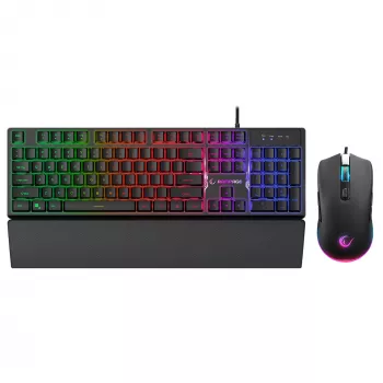 Rampage Fortuna gaming-toetsenbord, muis & muismat set, 12800 DPI, zwart