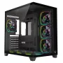 RAMPAGE SEALITE-BLACK mid-tower pc-behuizing met gehard glas, 7x ARGB PWM ventilator, zwart