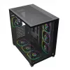 RAMPAGE SEALITE-BLACK mid-tower pc-behuizing met gehard glas, 7x ARGB PWM ventilator, zwart