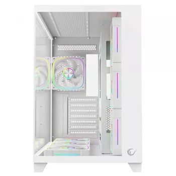 RAMPAGE SEALITE-WHITE mid-tower pc-behuizing met gehard glas, 7x ARGB PWM ventilatoren, wit