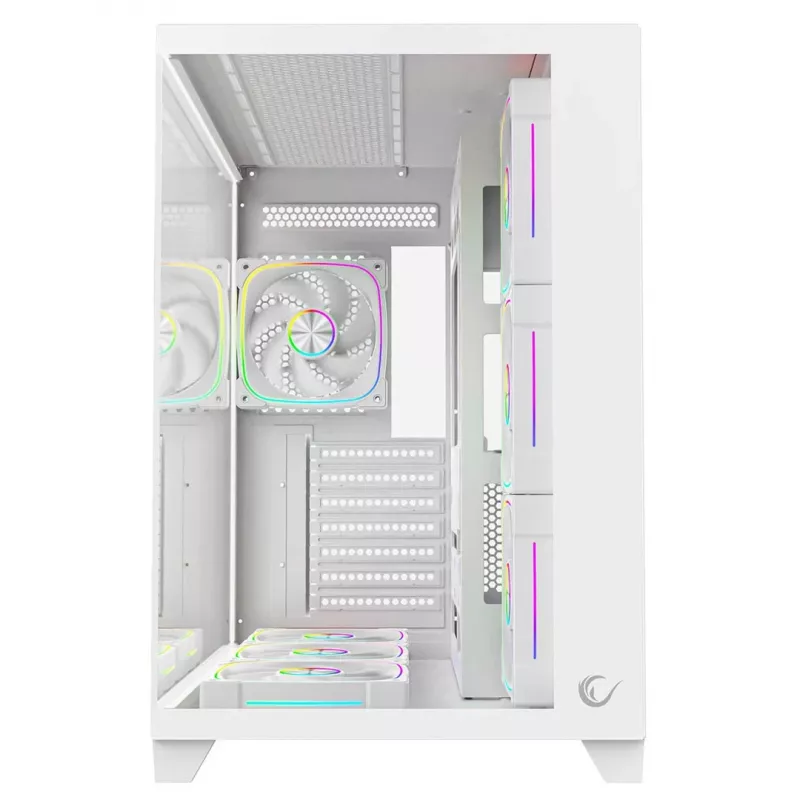 RAMPAGE SEALITE-WHITE mid-tower pc-behuizing met gehard glas, 7x ARGB PWM ventilatoren, wit