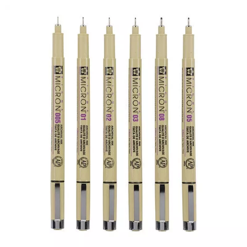 Sakura Pigma Micron fineliner pennen set 6-delig zwart