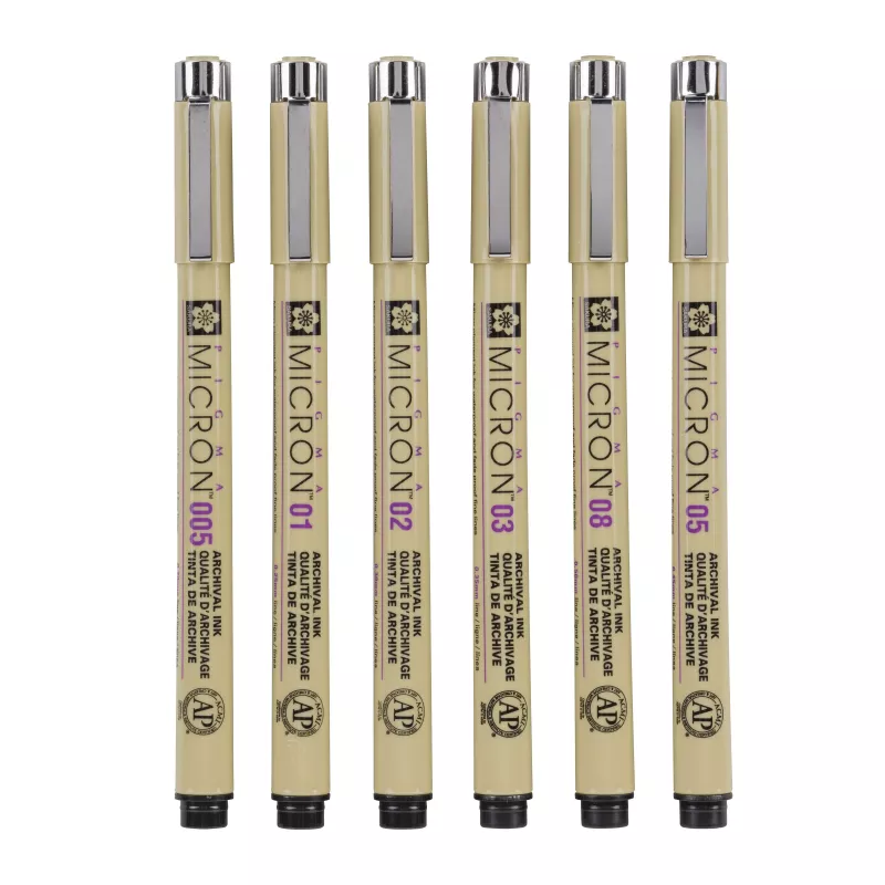 Sakura Pigma Micron fineliner pennen set 6-delig zwart