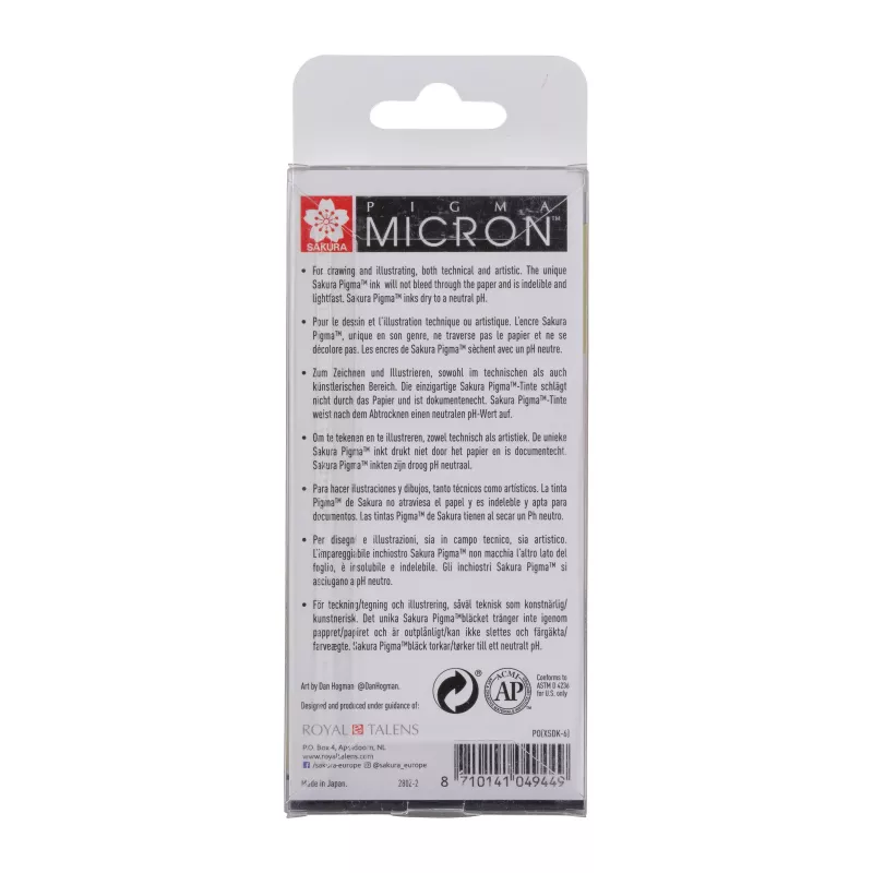Sakura Pigma Micron fineliner pennen set 6-delig zwart