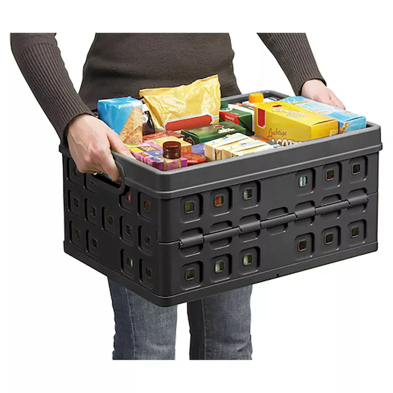 Helit opvouwbare box Square H6180295 46L opvouwbare opbergbox grijs/zwart