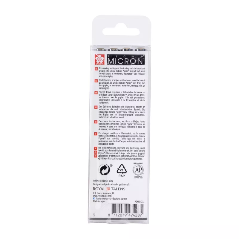 Sakura Pigma Micron fineliner pennen set cool gray 4-delig