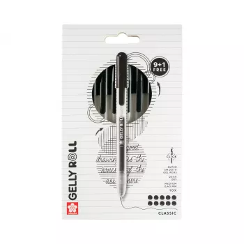 Sakura 9+1 gratis Gelly Roll Retractable Classic gelpen transparant 0,4 mm zwarte inkt 10 stuks