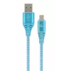 Gembird USB 2.0 A-stekker naar Micro-USB B-stekker premium katoengevlochten kabel 1m blauw/wit