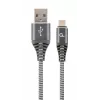 Gembird USB 2.0 Type-A stekker naar Micro USB-B stekker premium katoengevlochten kabel 2m Space Grey/wit