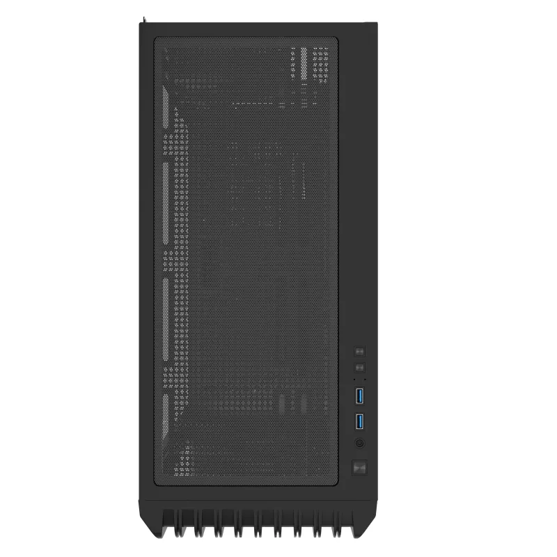GEMBIRD CCC-FC-WOOD mid tower computerbehuizing, zwart met houtaccent, zijpaneel van gehard glas