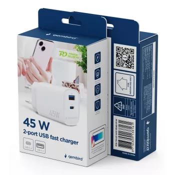 Gembird TA-UC-1A1C-PD45-01-W 45W USB-C PD voeding wit