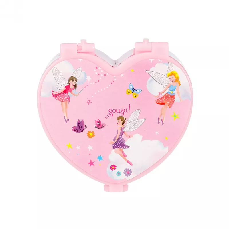 Souza hartvormige speeldoos / sieradendoos - roze - fee/ballerina motief - opwindmechanisme - It's a Small World
