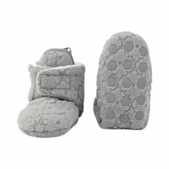 Lodger fleece Drizzle baby slofjes met antislipzool grijs 6-12 maanden