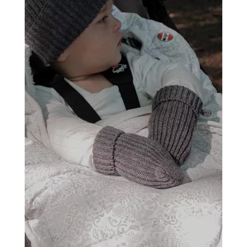 Lodger babyhandschoenen van 100% merinowol Graphite Pigeon 0-12 mnd