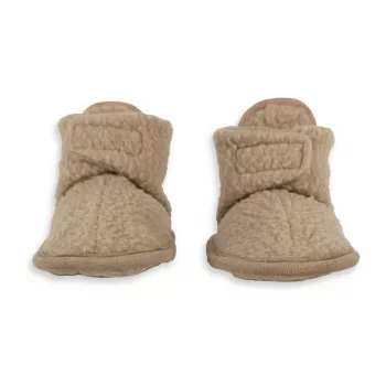 Lodger teddy fleece beige babyslofjes 3-6 maanden