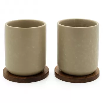 Bredemeijer Umea theekopjesset 2x 200ml beige met onderzetters 142025