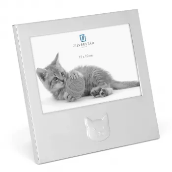 Zilverstad Kat 15x10 Metalen Portret Decoratieve Plaquette 6917231