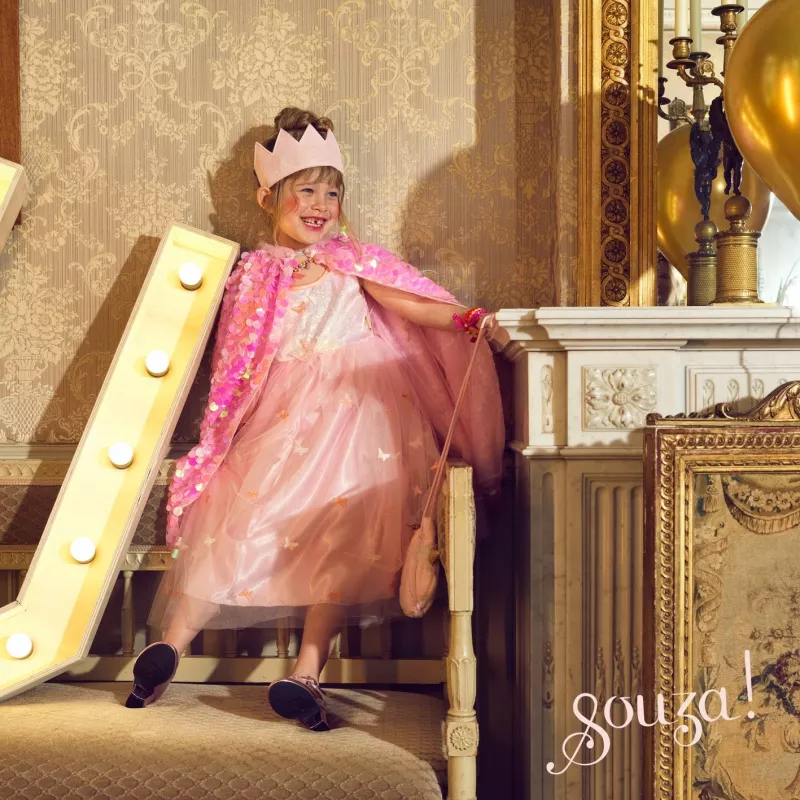 Souza! Laurence pailletten roze cape kostuum 8-10 jaar