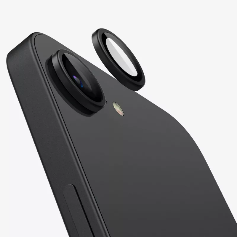 Spigen Optik Pro Glas.tR EZ Fit camerabeschermer 2-pack voor iPhone 16E/17E zwart