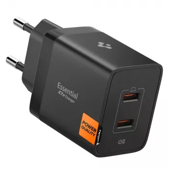 SPIGEN ESSENTIAL EE472EU 2-poorts netwerkoplader 47W zwart