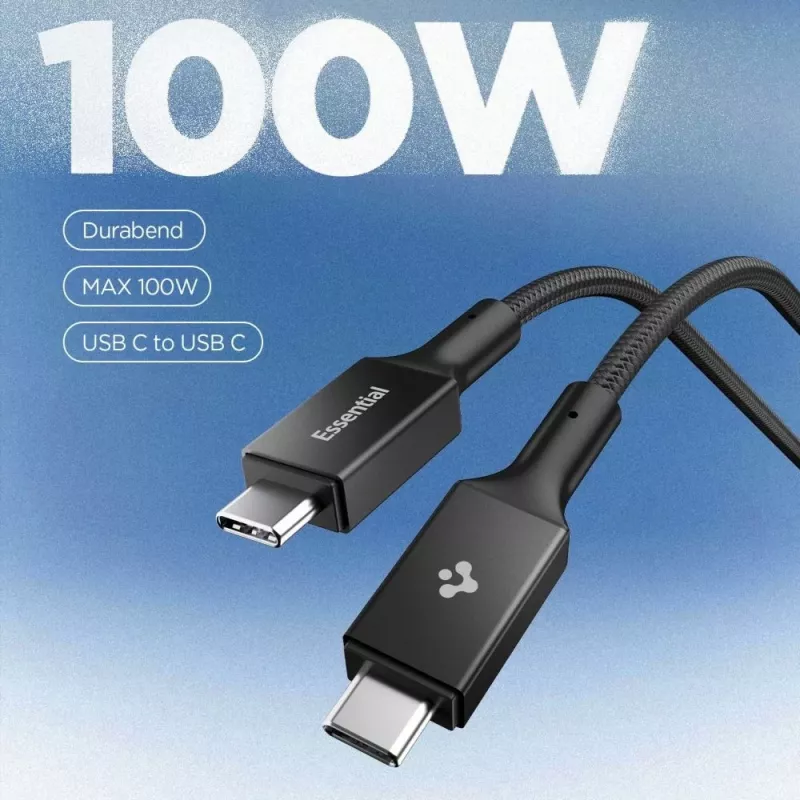 Spigen EB10010CC Essential USB-C naar USB-C kabel 100W 1m zwart