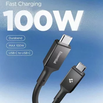 SPIGEN EB10020CC Essential USB-C naar USB-C kabel 100W 200cm zwart