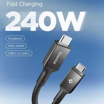 SPIGEN EB24012CC Essential USB-C naar USB-C kabel 240W 120cm zwart