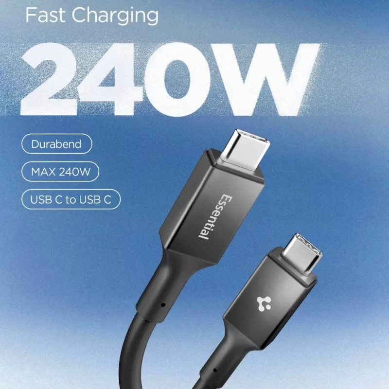 SPIGEN EB24012CC Essential USB-C naar USB-C kabel 240W 120cm zwart