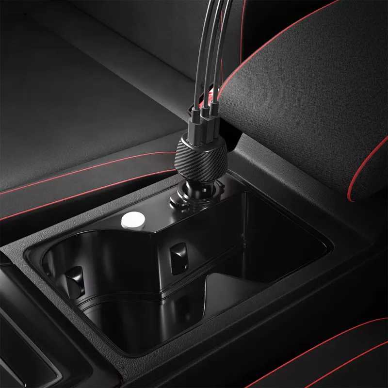 Spigen Essential EV1133 3-poorts autolader 113W zwart met 100W USB-C kabel 1m