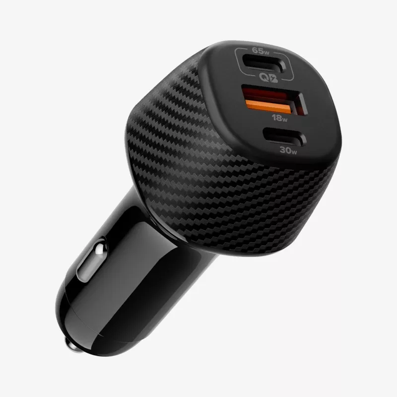 Spigen Essential EV1133 3-poorts autolader 113W zwart met 100W USB-C kabel 1m