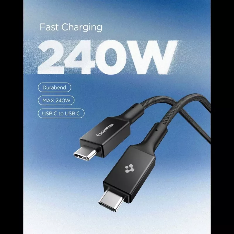 SPIGEN EB24015CC Essential USB-C naar USB-C kabel 240W 150cm Zwart